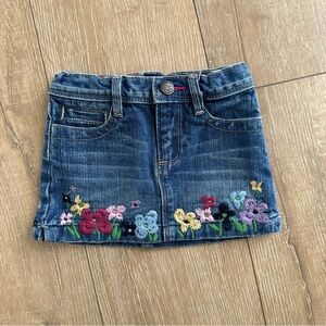 Baby Gap Embroidered Denim Skirt with Floral Design 2T